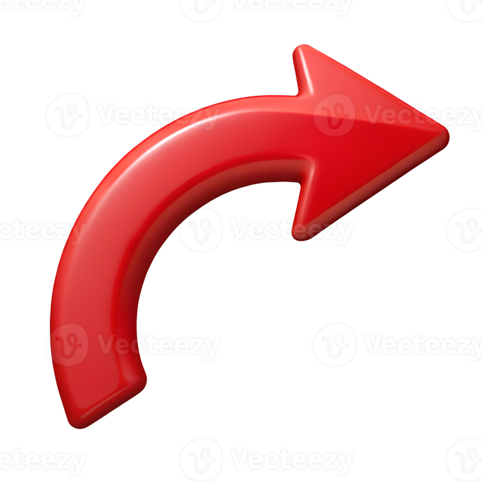 Red curved arrow pointing right png