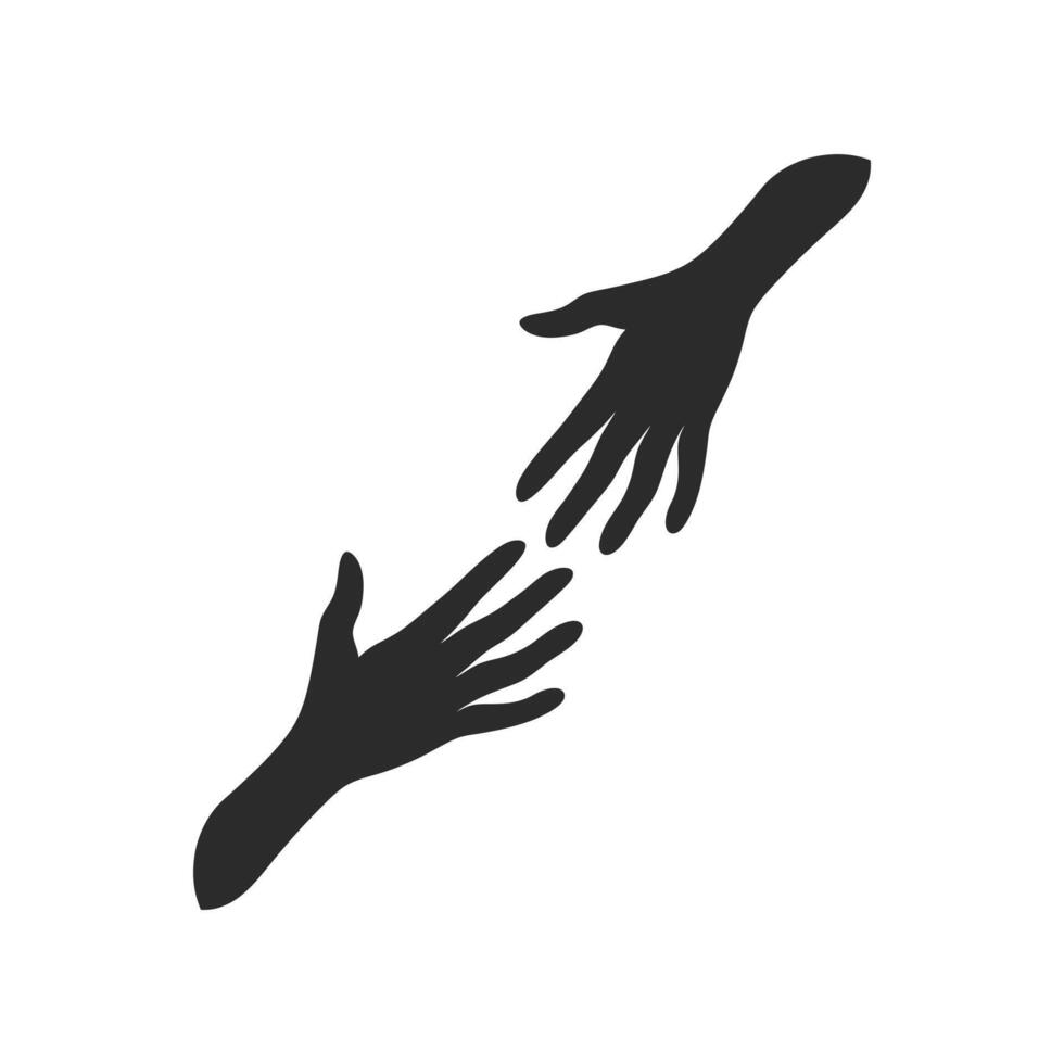 The helping hand reaches out to the other hand. cartoon illustration. vector