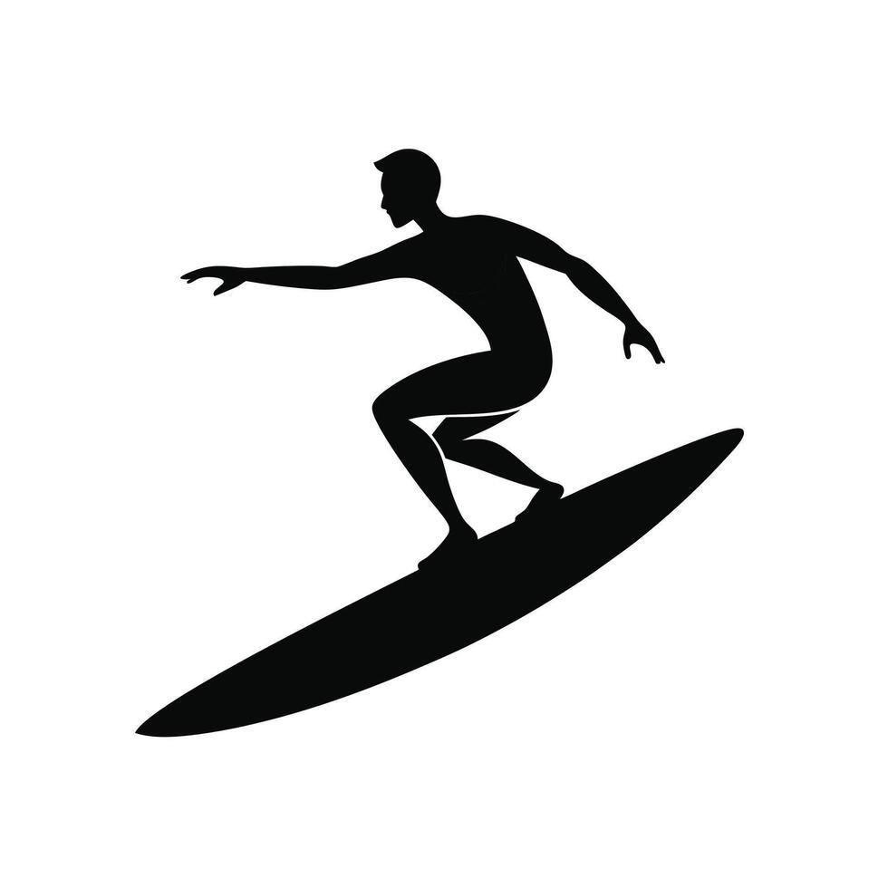 Silhouette sport surf person. Athlete surfing silhouette vector