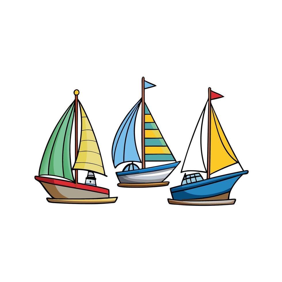 Set of sailboats on a white background vector
