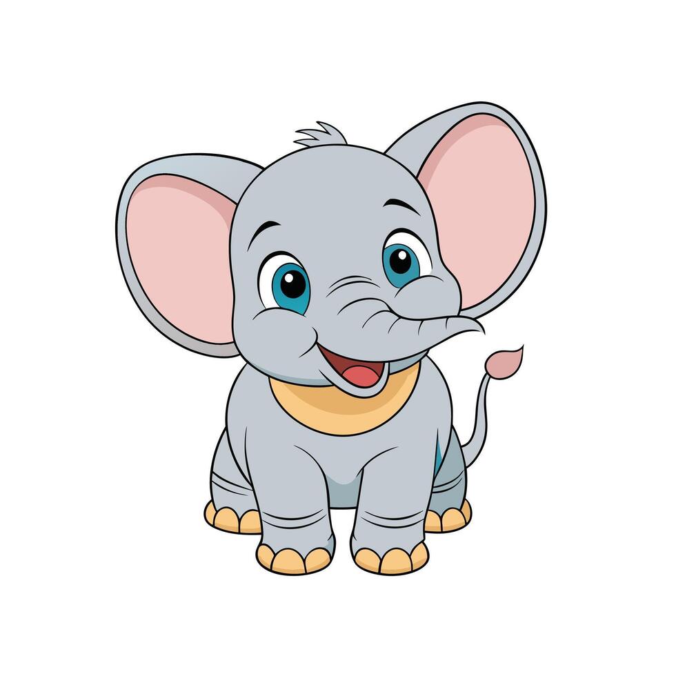 illustration of a cute baby elephant flat vector