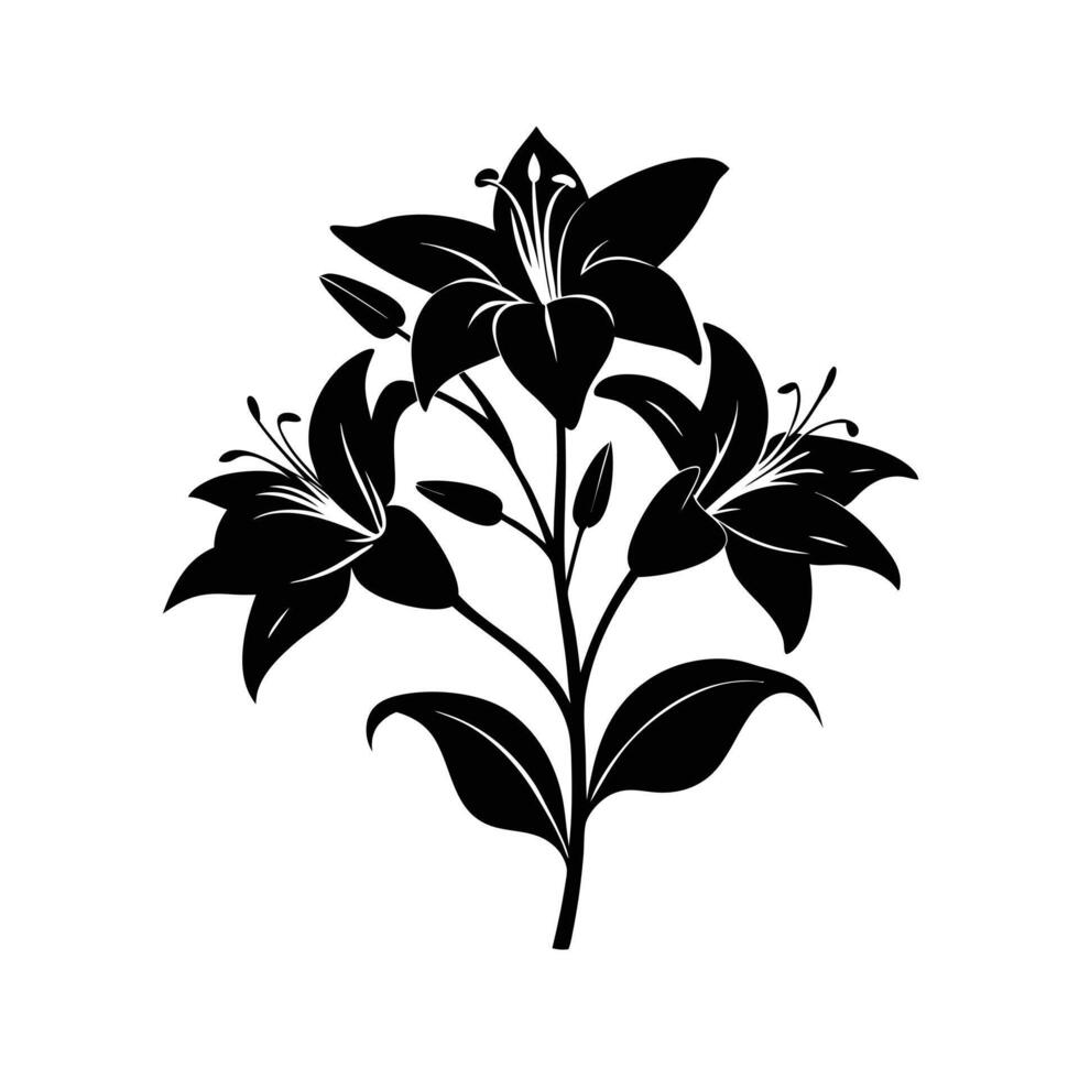 black silhouette of lily flower simple vector