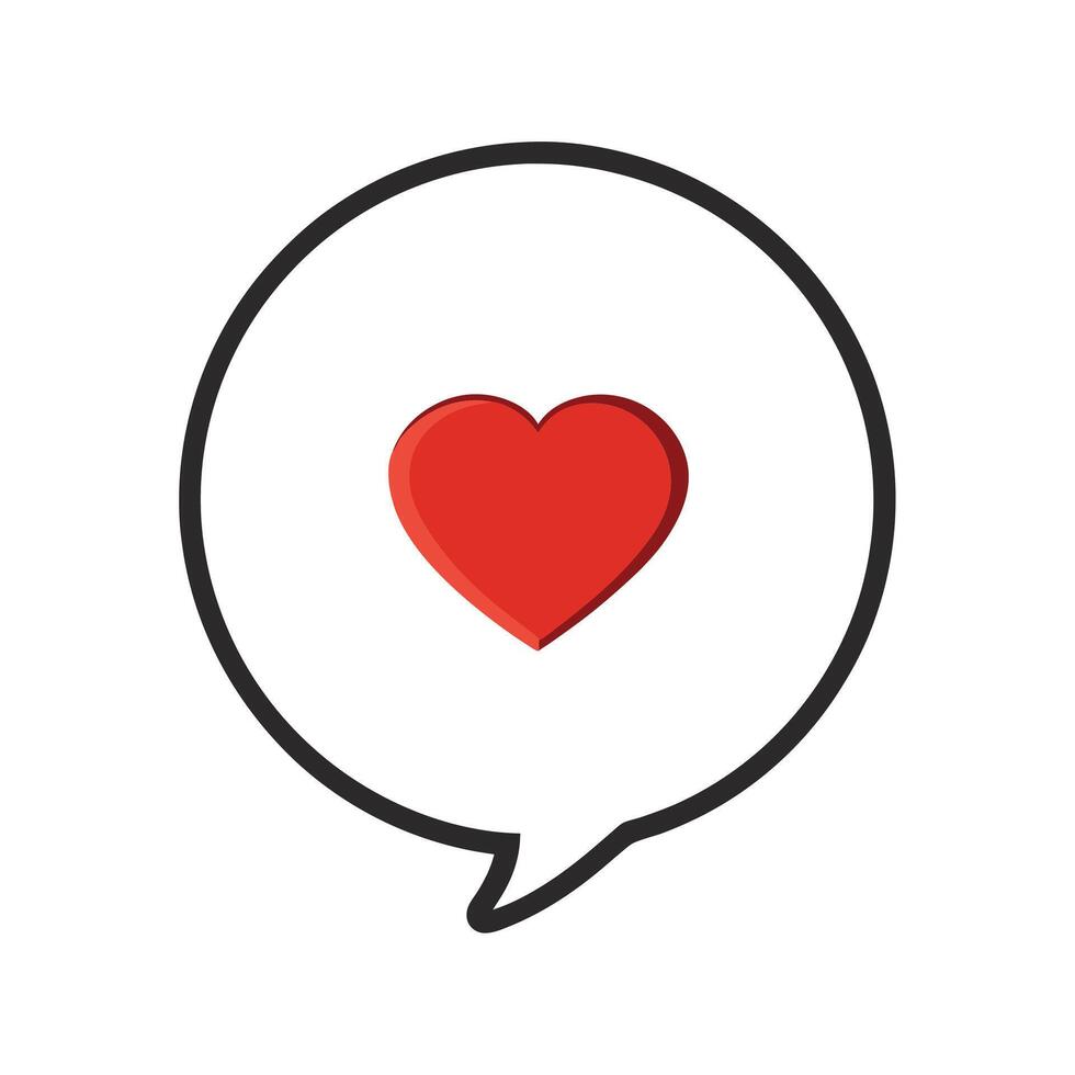 bubble speech with red heart love inside symbol for Heart dialogue icon illustration vector