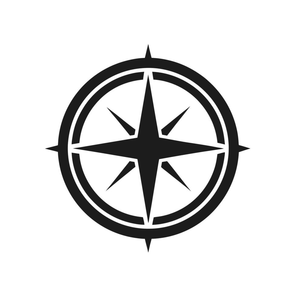 compass black silhouette isolated on white background simple vector