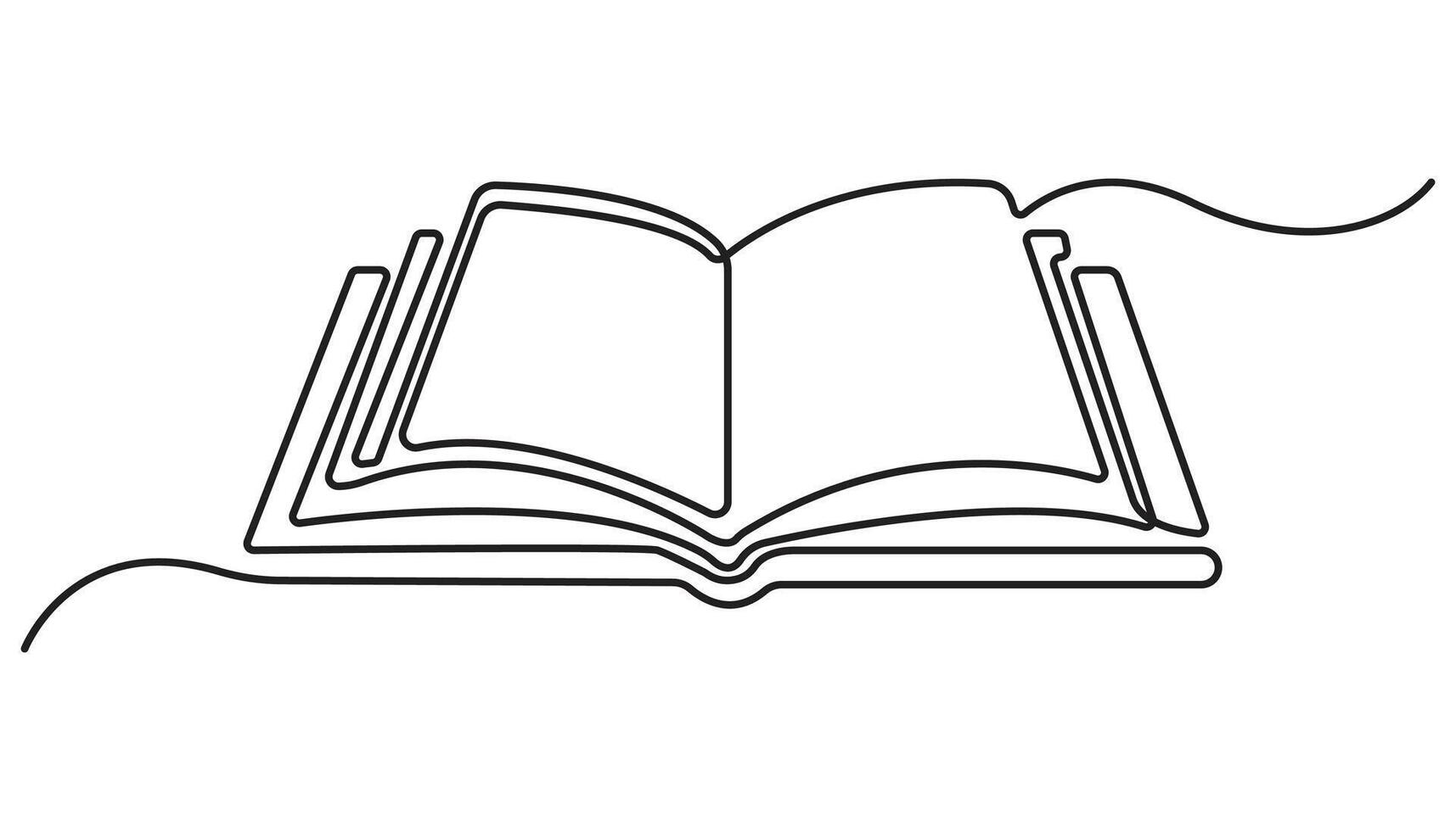 Open book continuous one line drawing and simple design vector