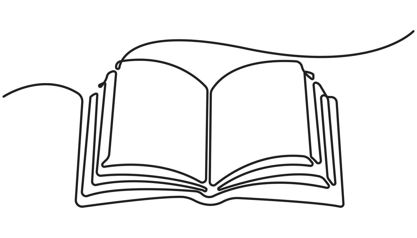 Open book continuous one line drawing and simple design educational concept vector