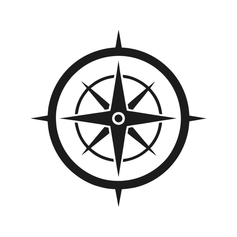 compass black silhouette isolated on white background vector