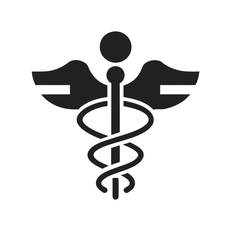 caduceus medical symbol on a black background icon vector