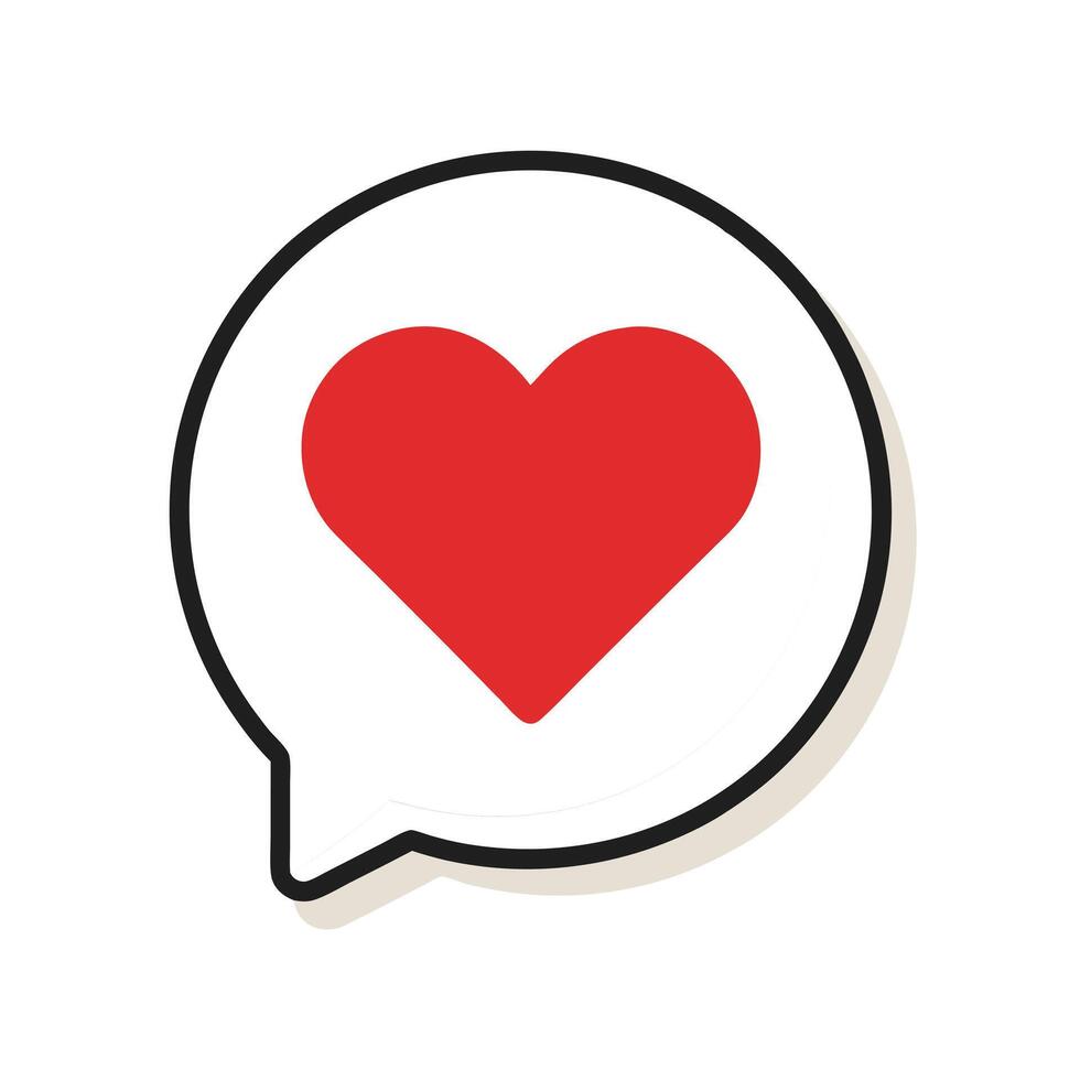 bubble speech with red heart love inside symbol for Heart dialogue icon illustration simple vector