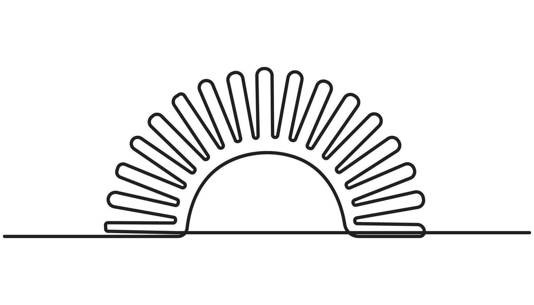 Continuous one single minimal line drawing sun simple vector