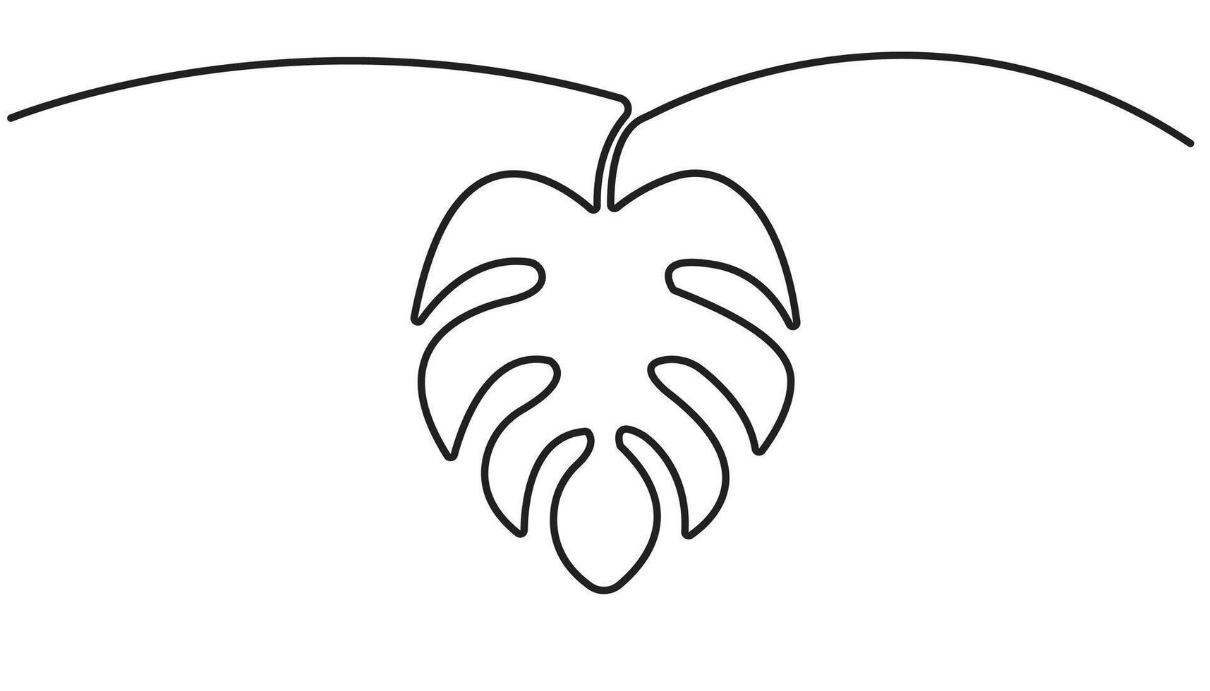 Continuous one line drawing of monstera plant in the pot. Philodendron Monstera plant in single line illustration vector