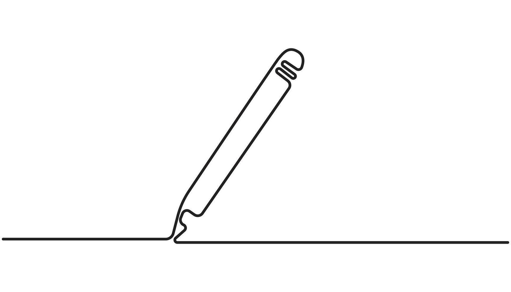 One continuous line drawing of pen writing wave thin stroke vector
