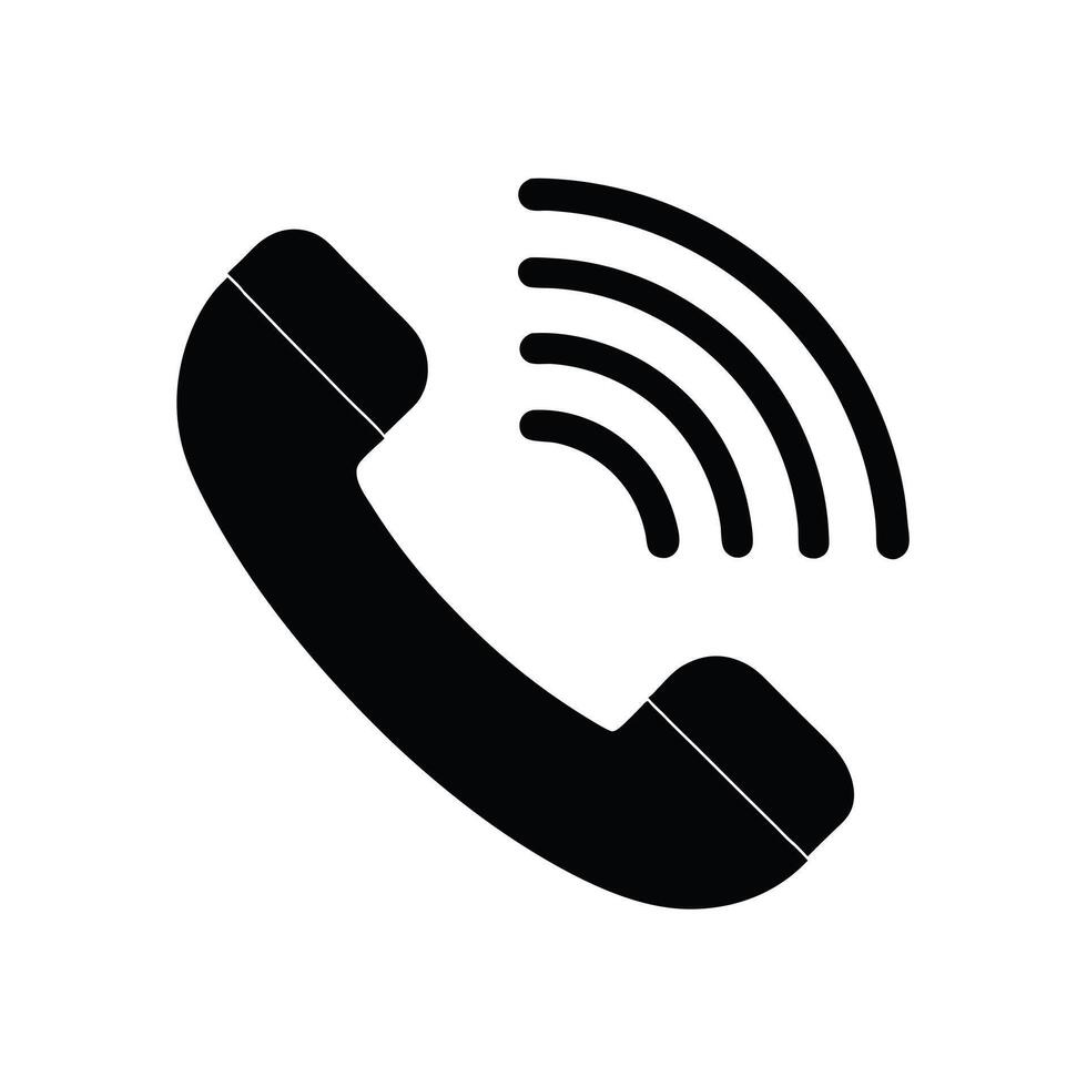 Telephone icon in flat style isolated on white background. Call icon in the interface of an operating system silhouette vector