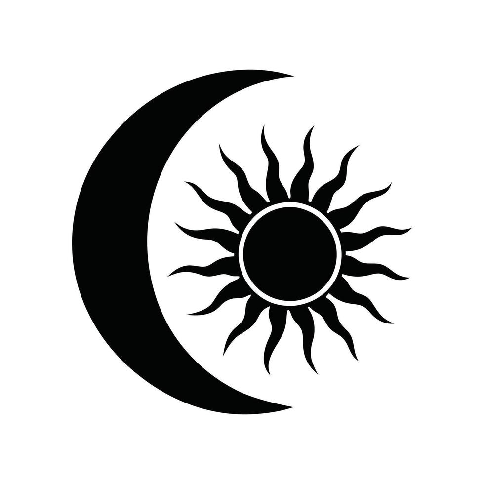 Sun and Moon icon, . Day and night icon symbol. Black Sun and Moon icon silhouette isolated on white background. vector