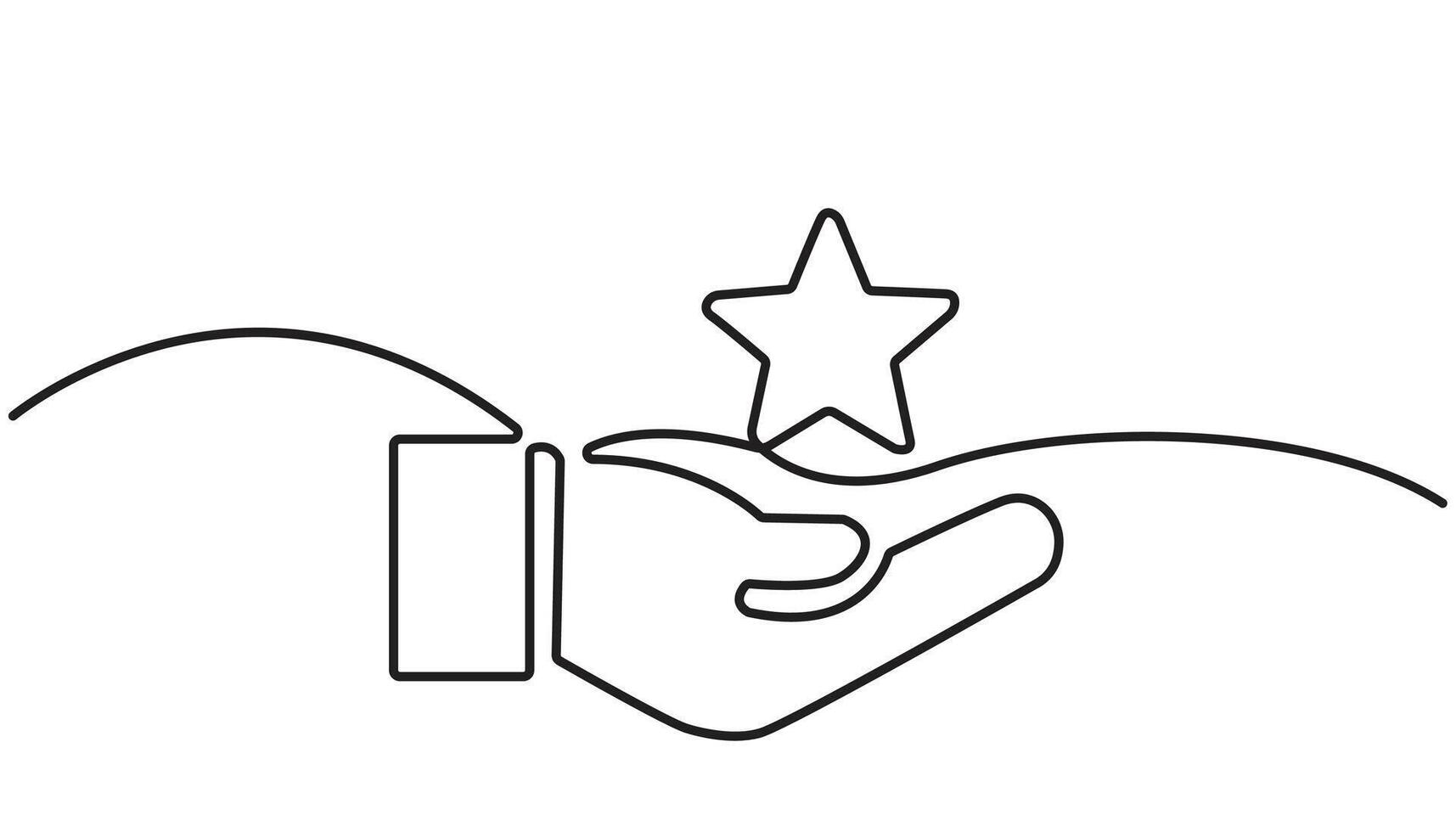 continuous line arts style , Star continuous one line drawing illustration with hand vector