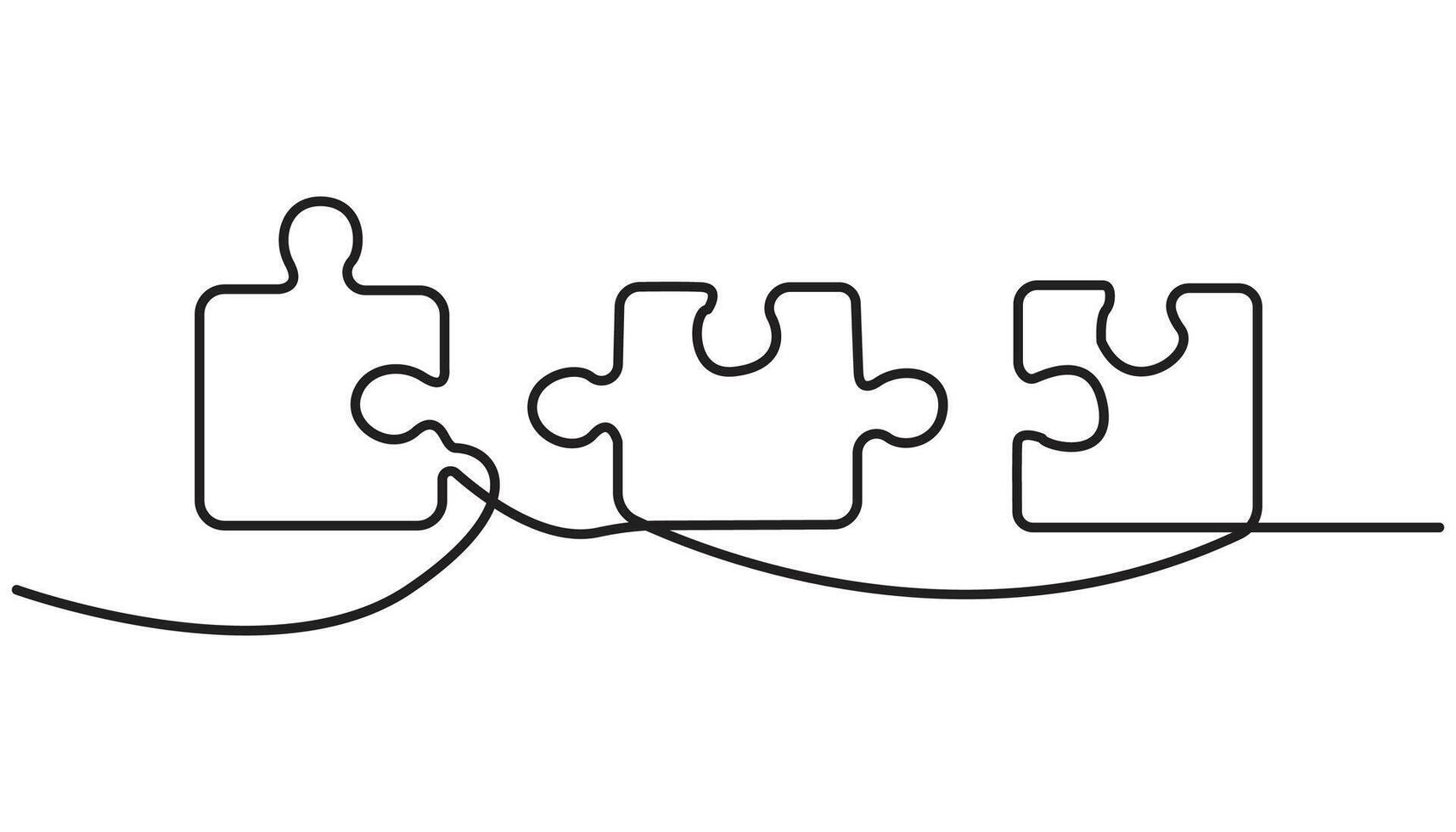 Jigsaw Puzzle Line Icon Editable Stroke Line, one line drawing vector