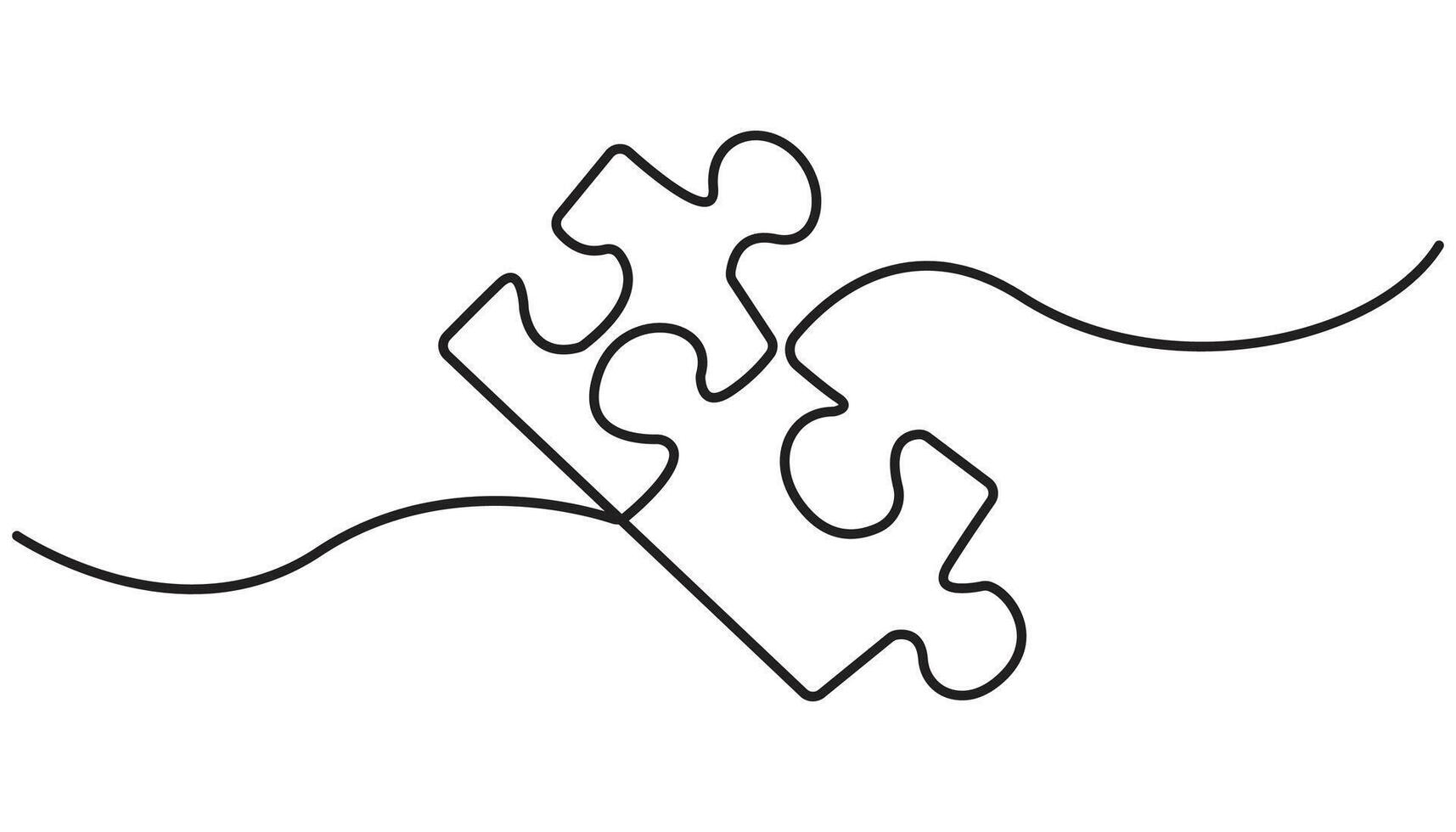 Continuous one line drawing of puzzle. One line drawing illustration of puzzle game. Problem solving. Business, thinking process, creativity concept single line. vector