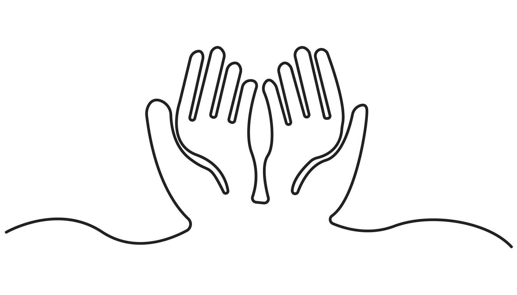 Praying hands one continuous line illustration isolated on transparent background. Religion, Christianity, faith, hope vector