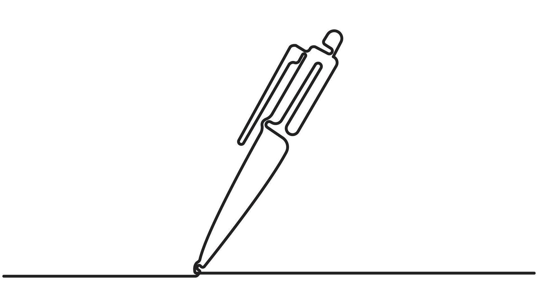 One continuous line drawing of pen writing wave thin stroke. Pencil symbol of study and education concept in simple linear style vector