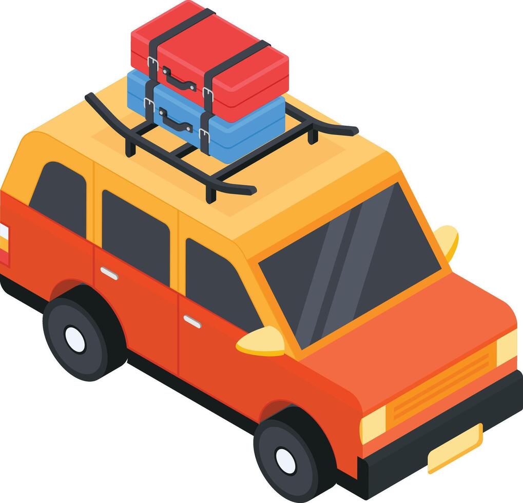 Travel Car with Luggage vector