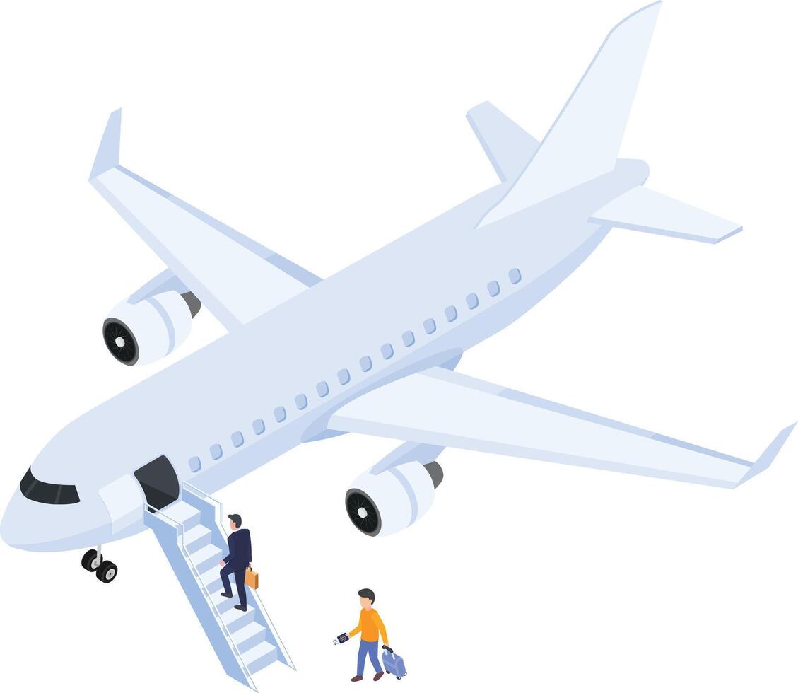 Isometric Airplane Boarding Illustration vector