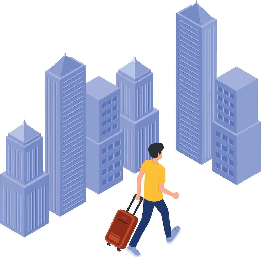 Landing and stepping into a new city vector