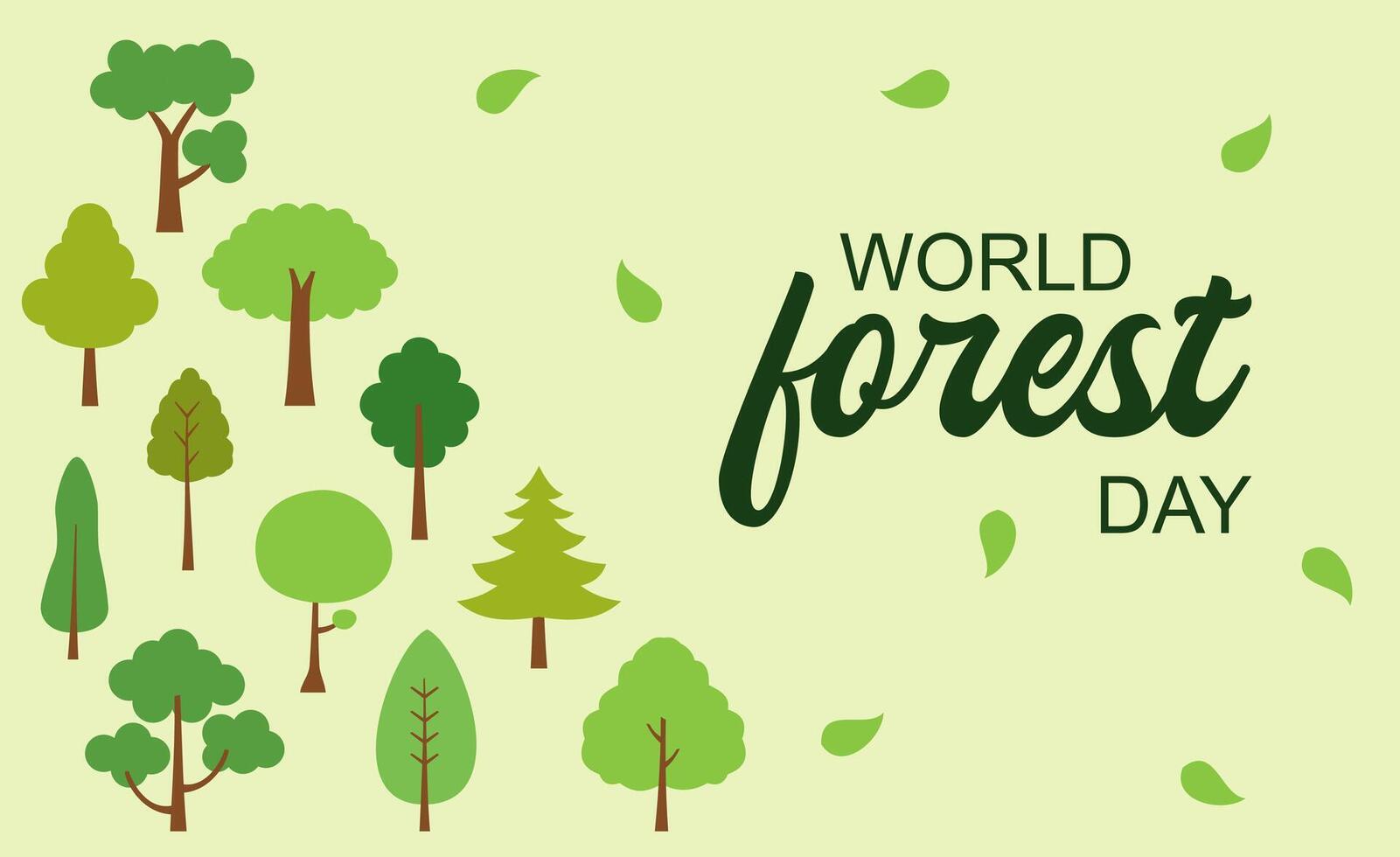 World International Forest Day Greeting Banner. March 21. Trees Illustration vector