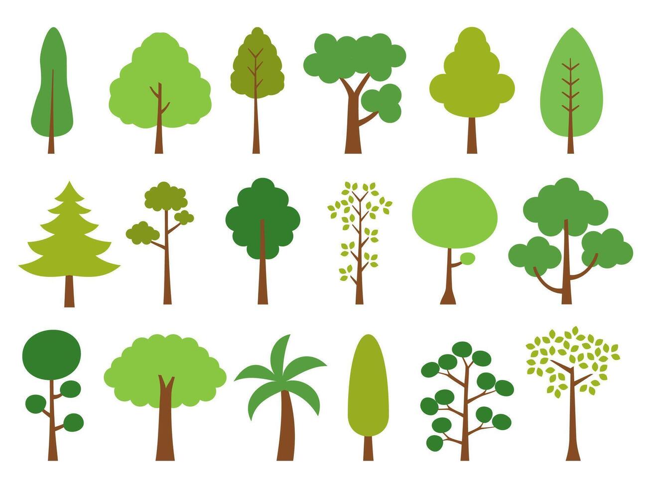 Collection of trees on white ... vector