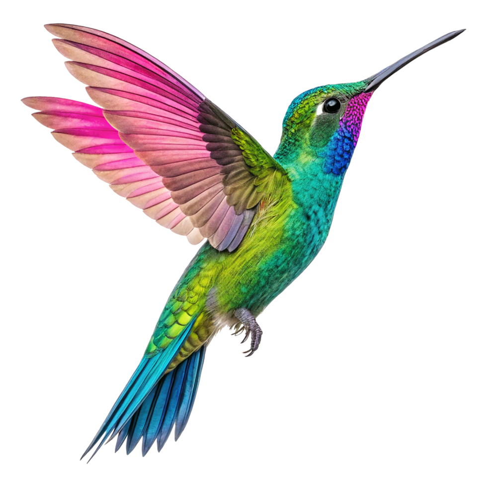 Artistic illustration of a colorful hummingbird png