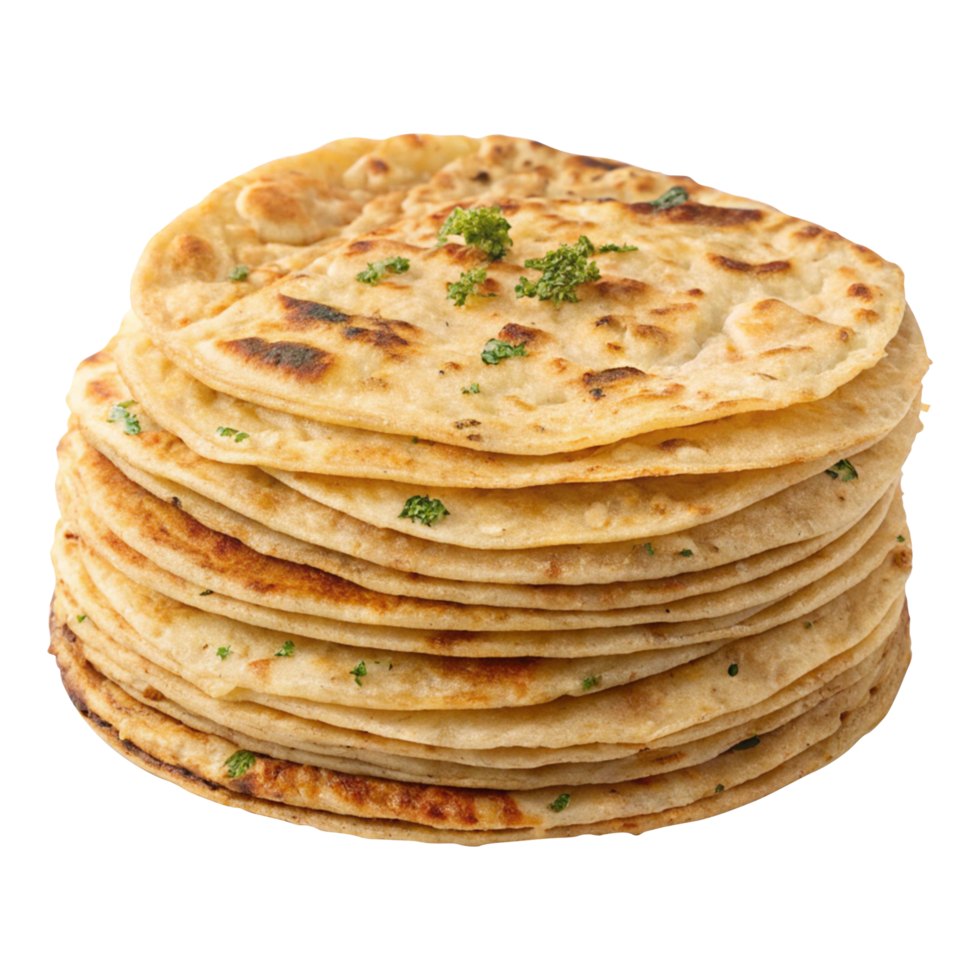 Crispy and fluffy paratha stack isolated for design png
