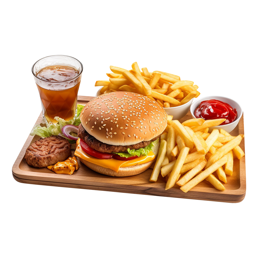 Juicy and Fresh Hamburger on a Transparent Background png