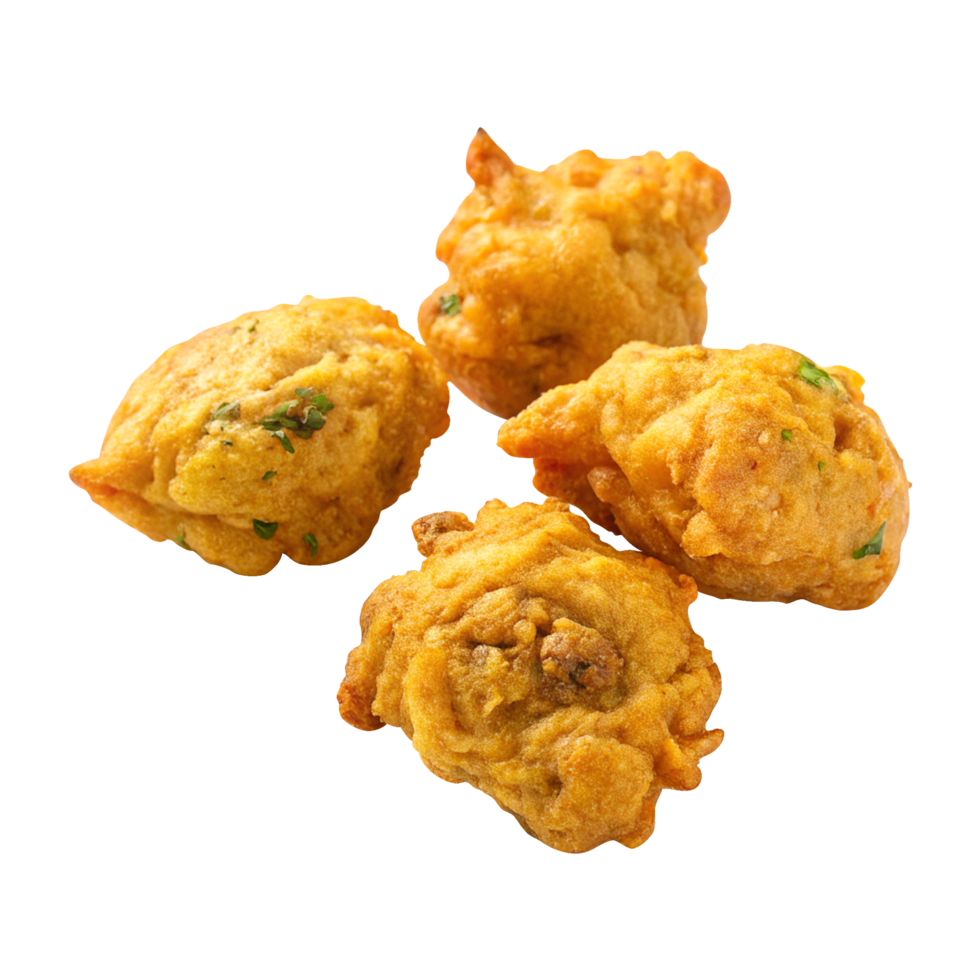 Crispy pakora fritters isolated on transparent background png
