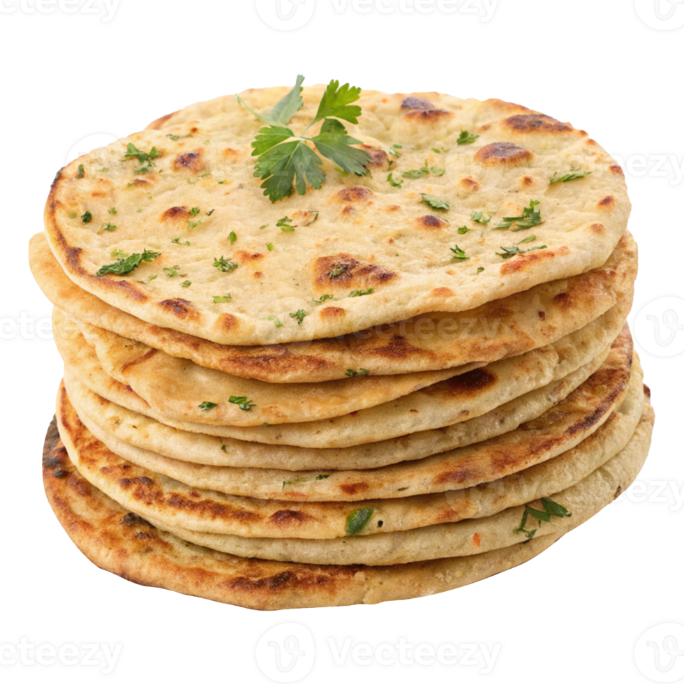 Authentic homemade paratha stack isolated beautifully png