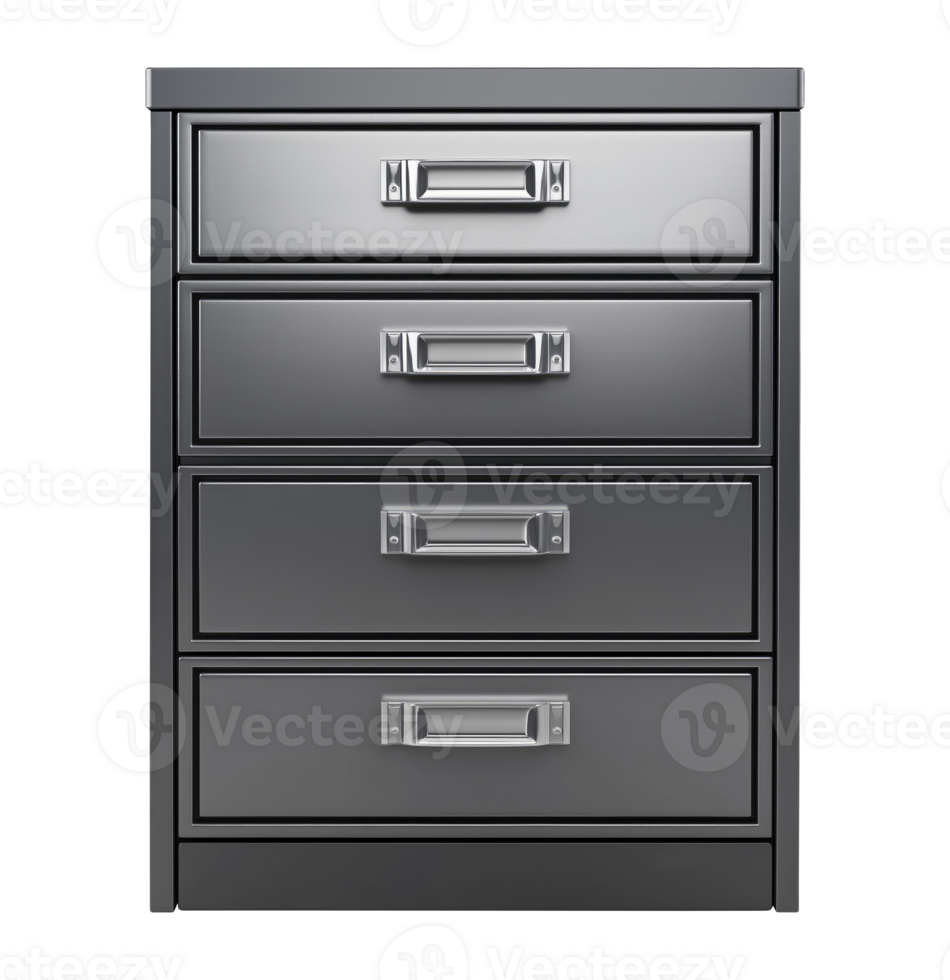 Metal file cabinet isolated on transparent background png