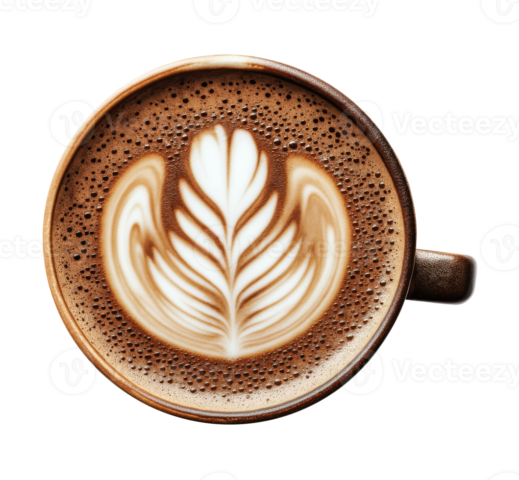 Brown cup of coffee with a milk isolated on transparent background png