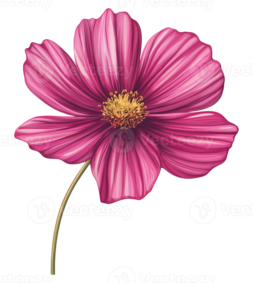 Pink Cosmos Flower Illustration, Cut Out png