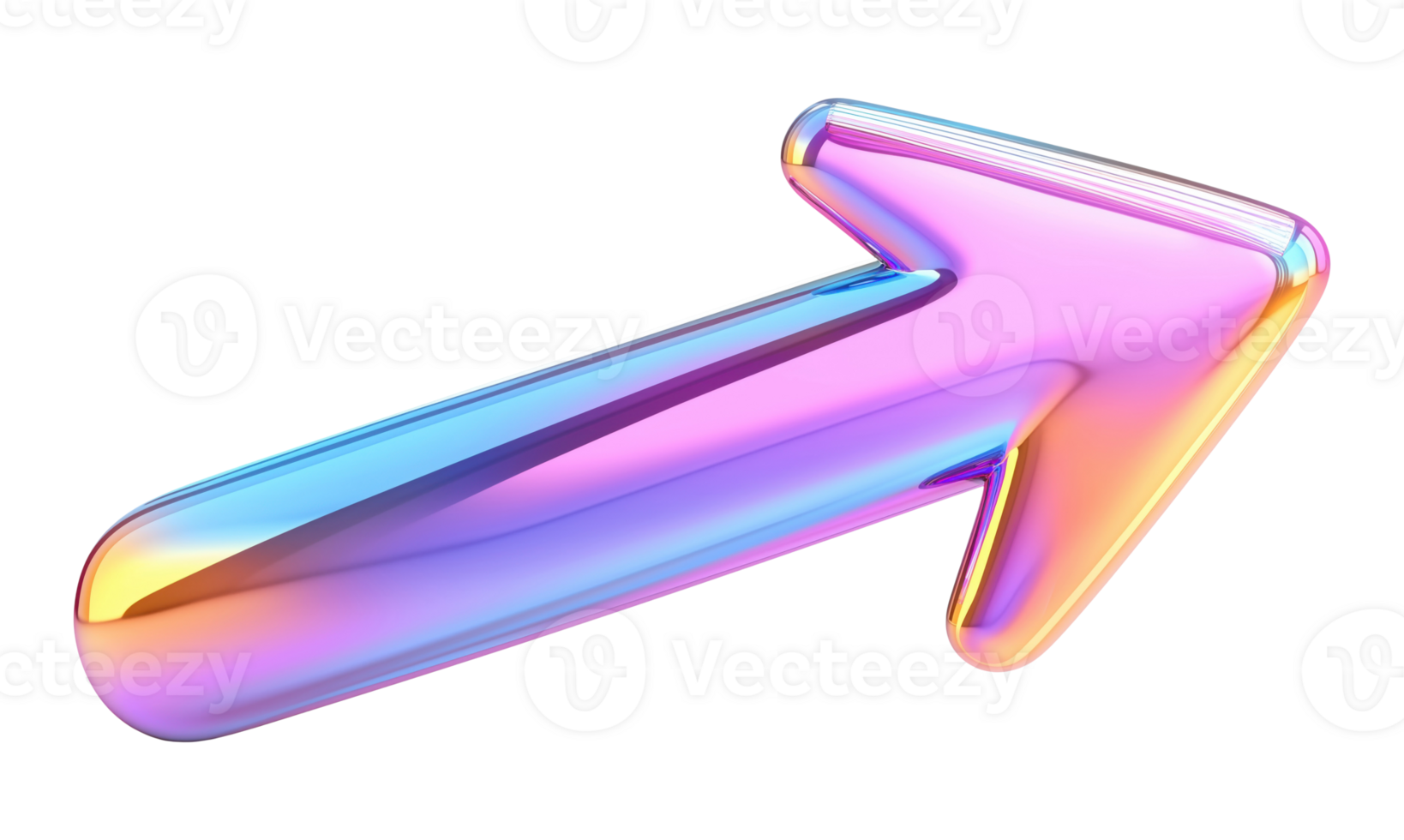 Shiny holographic arrow with a smooth gradient effect, isolated on a transparent background png
