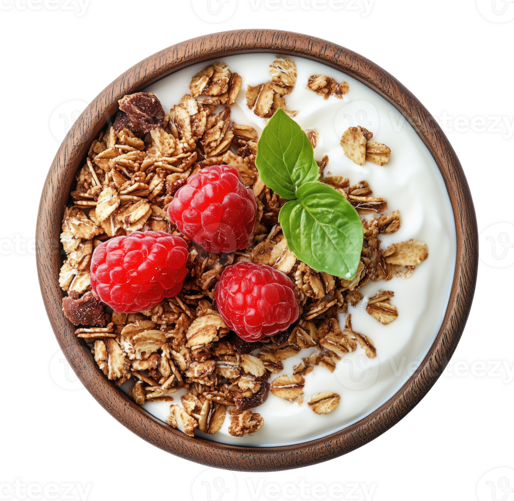 Yogurt with Muesli and Raspberries png