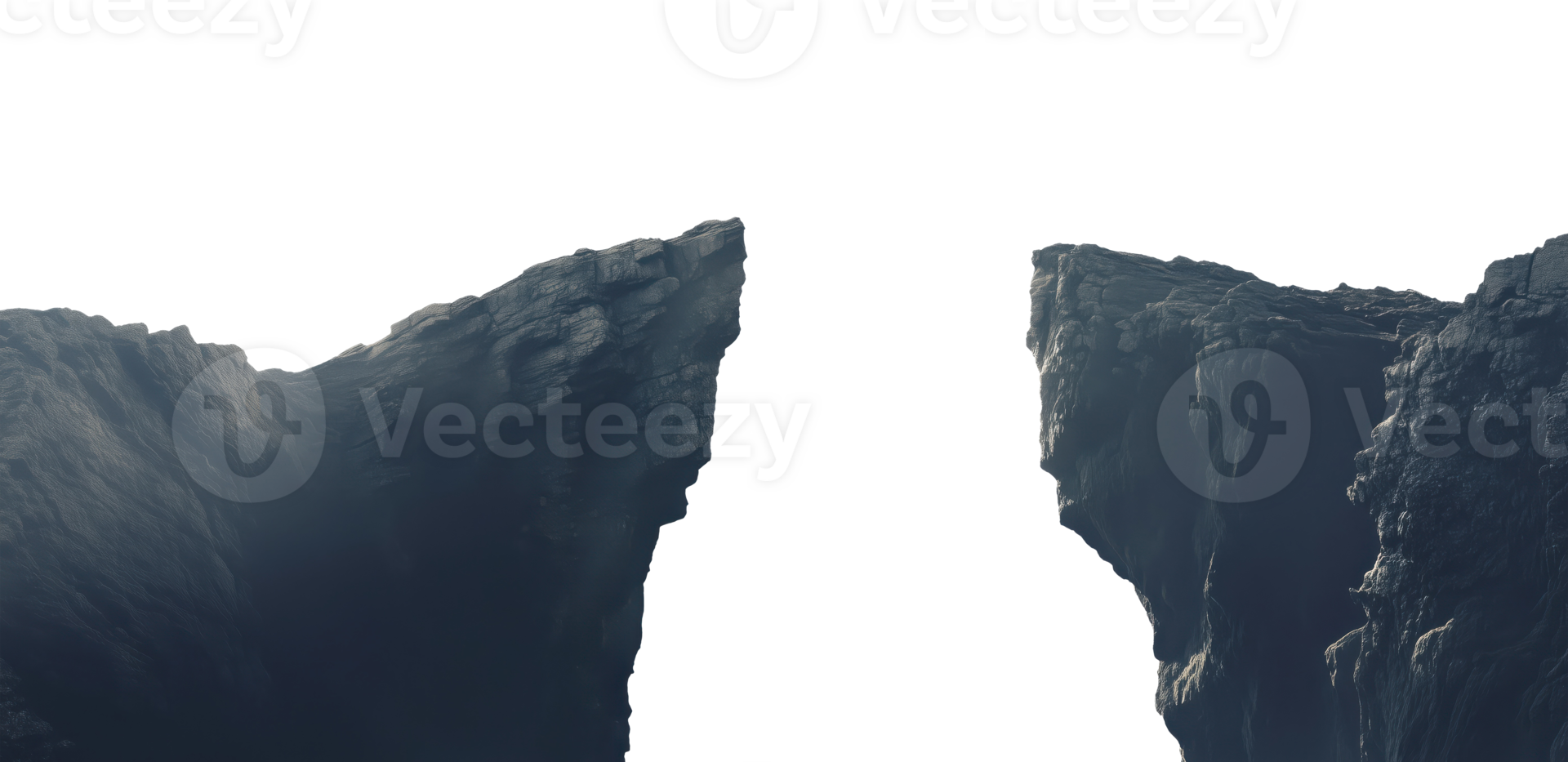 Two cliffs isolated on a transparent background png