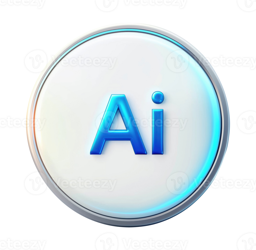 Round White Button with Word Ai png