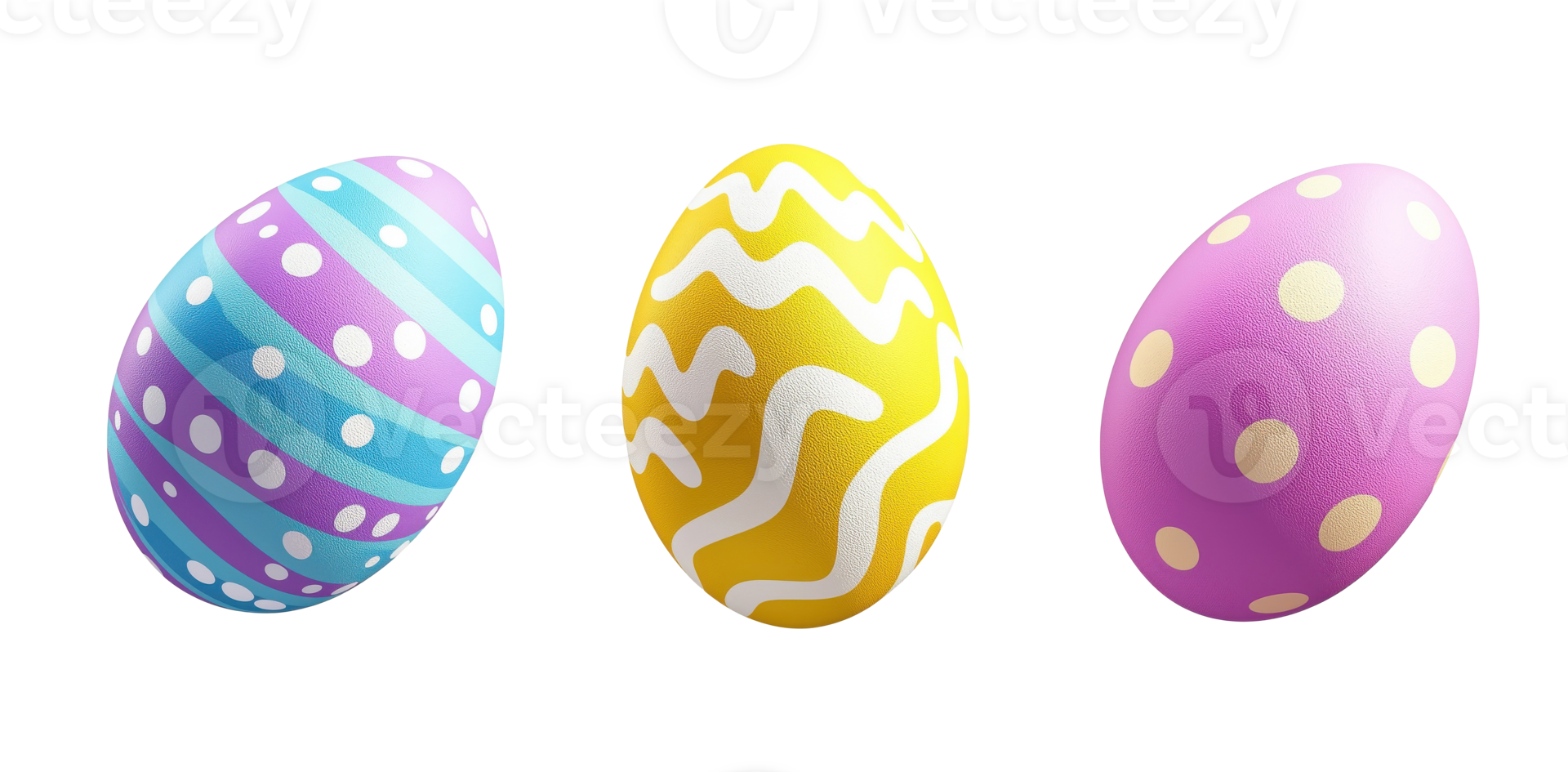 Three Easter Eggs with Different Patterns png