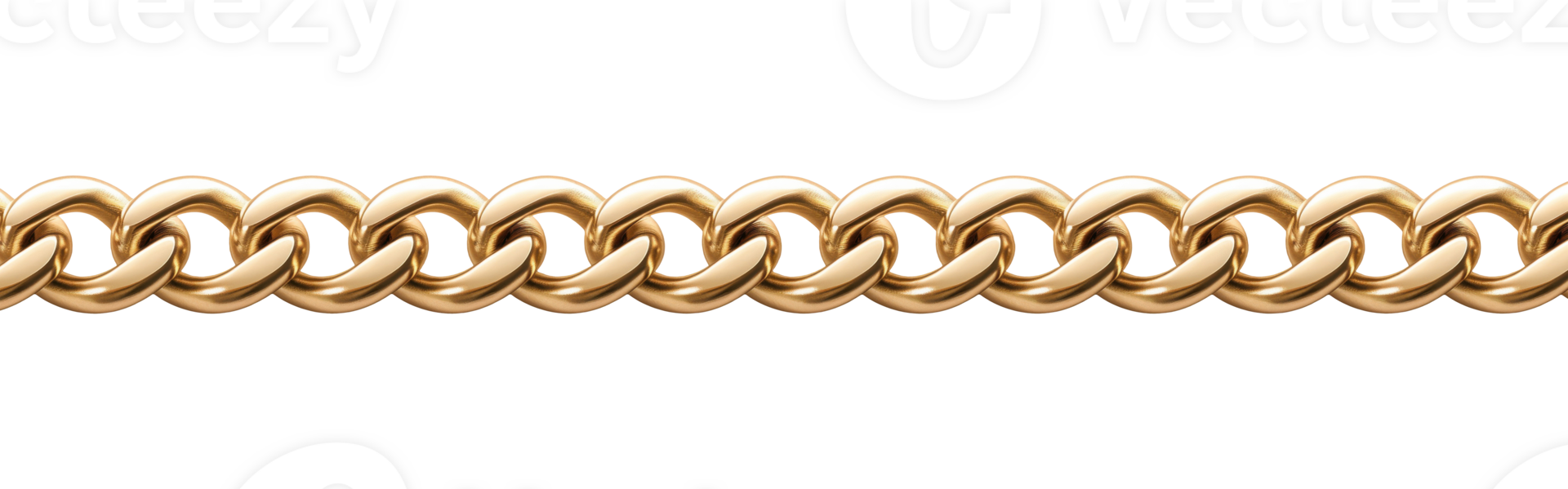 Horizontal golden chain isolated on transparent background png
