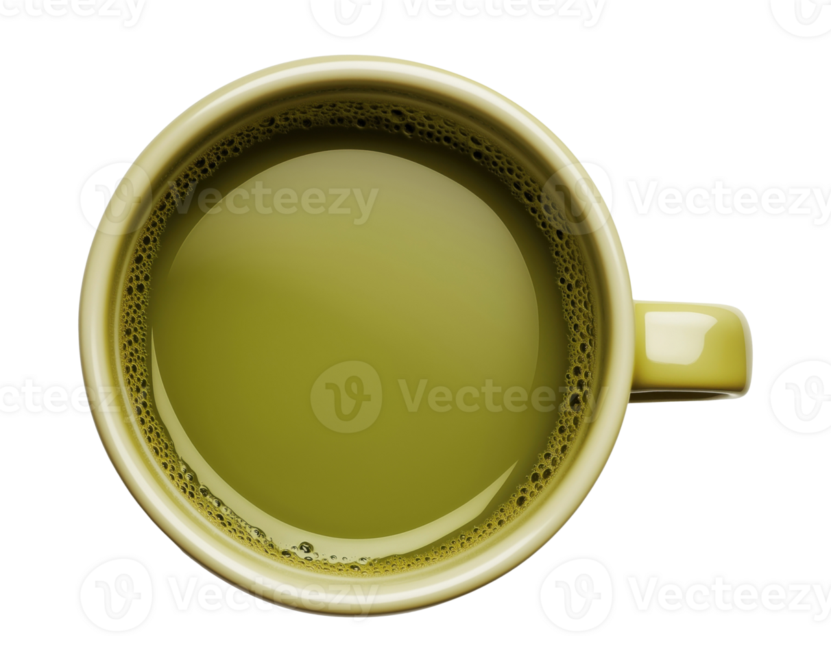 Top view matcha green tea isolated on transparent background png