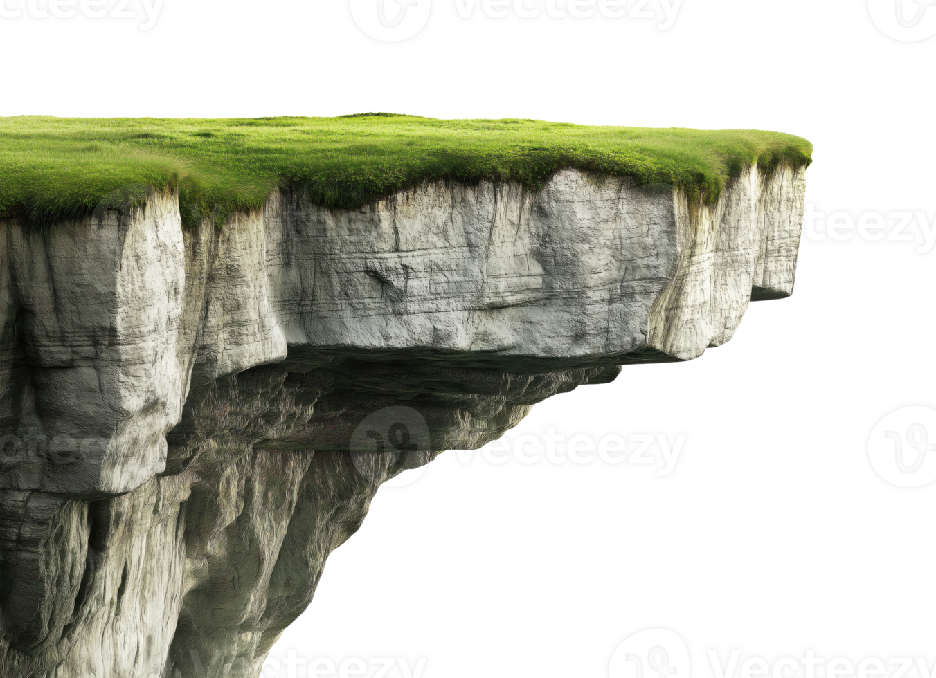 Cliff with the grass on the top isolated on a transparent background png