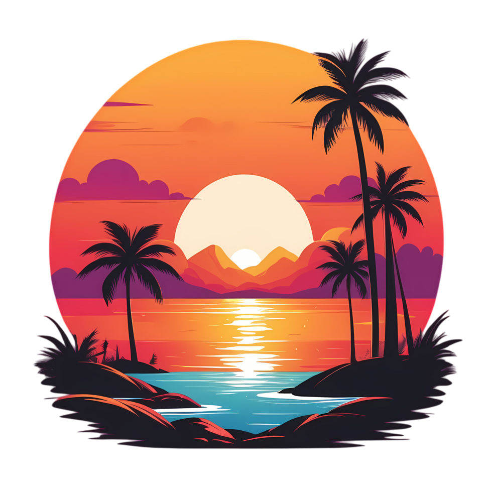 Exotic Sunset Escape by the Beach png