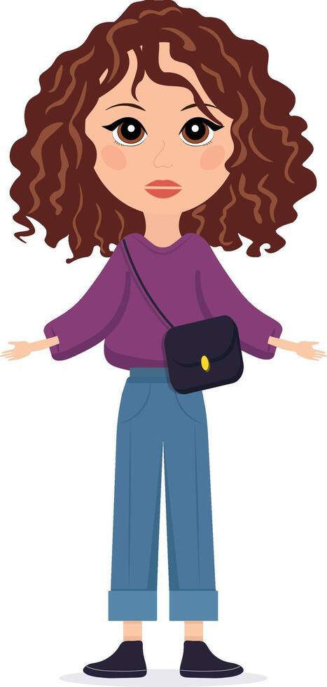 Young woman stands vector