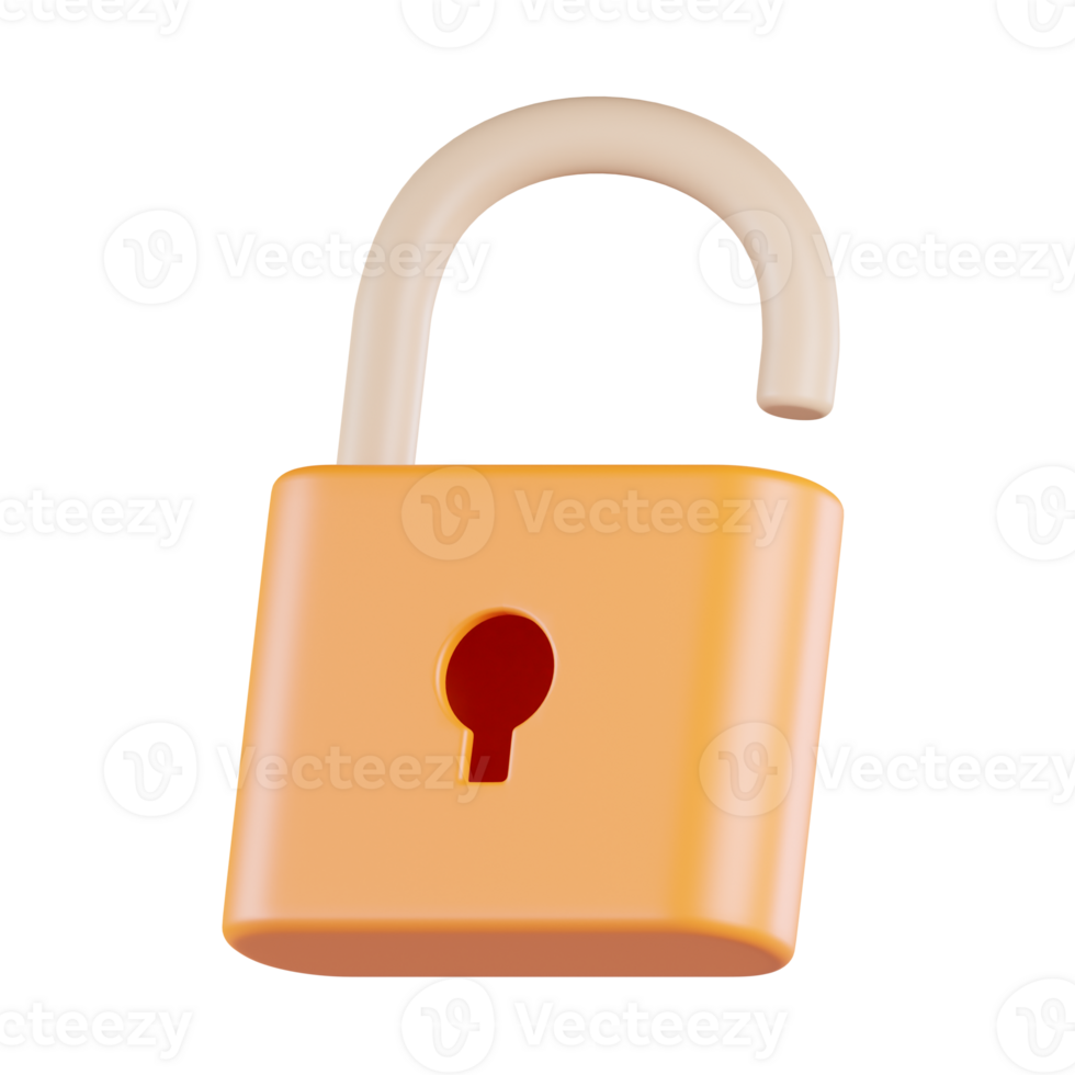 Unlocked Padlock 3D Icon png