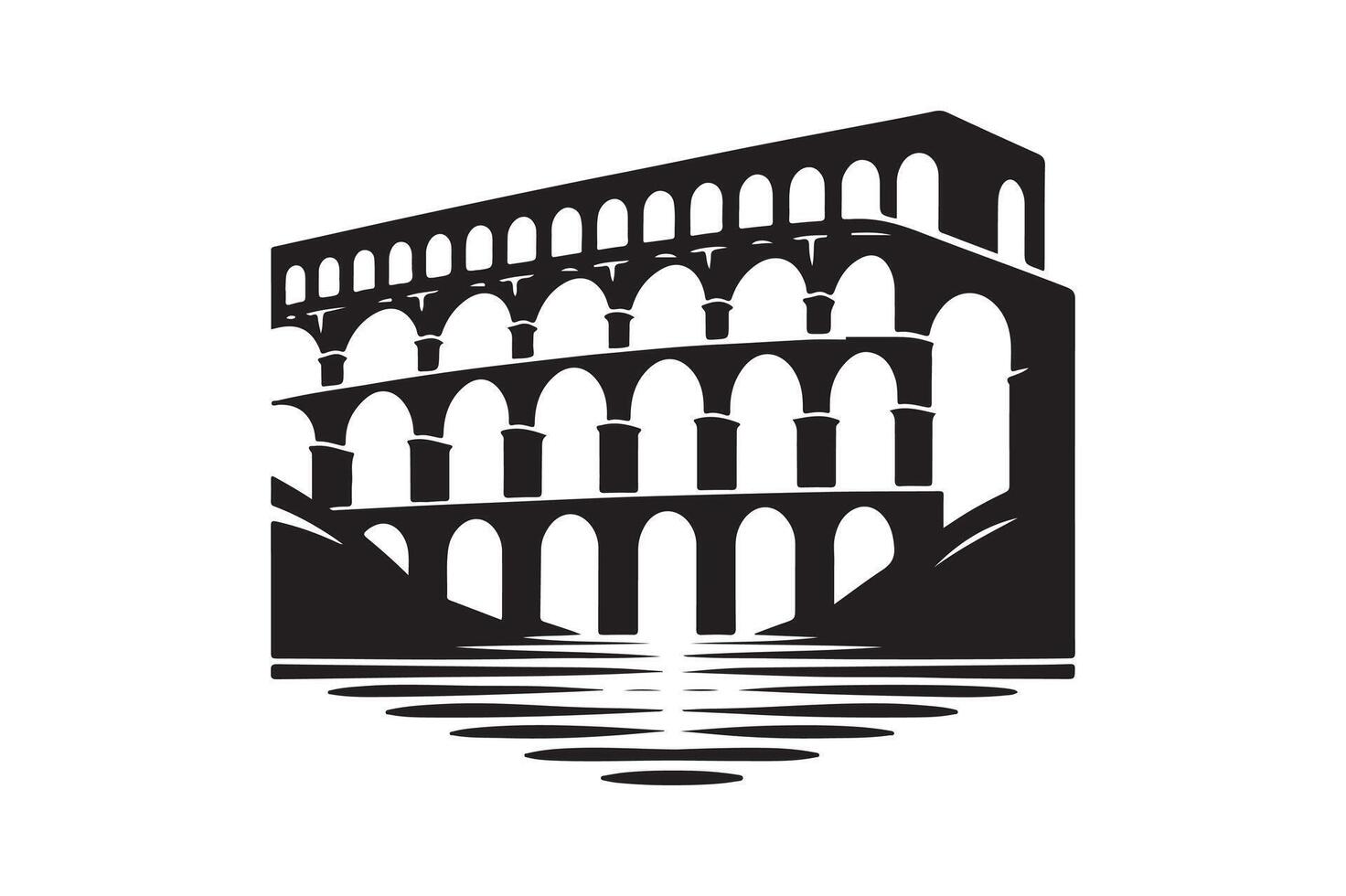Customizable Aqueduct Bridge Black Silhouette Design vector