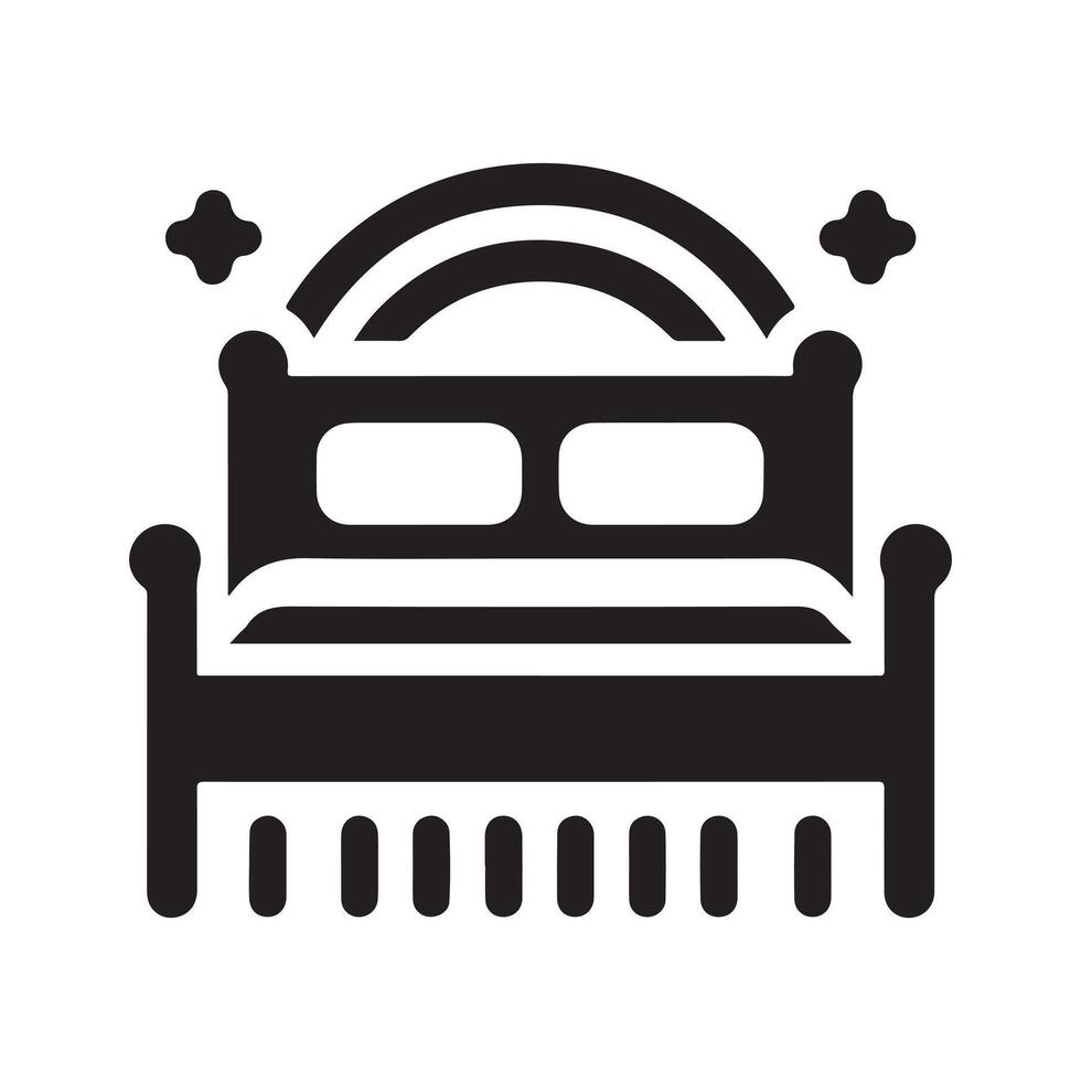 High-Resolution Twin Bed Black Silhouette for Graphic Design vector