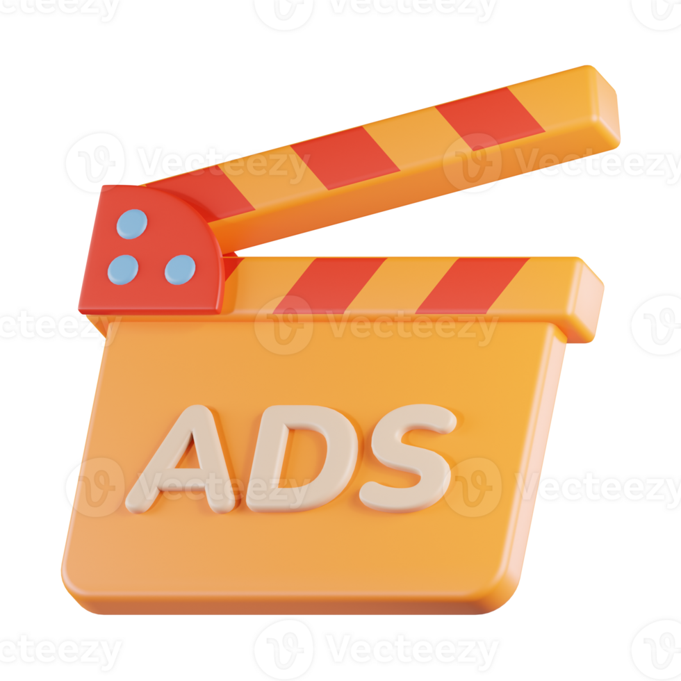 Clapperboard Ads 3D Icon png